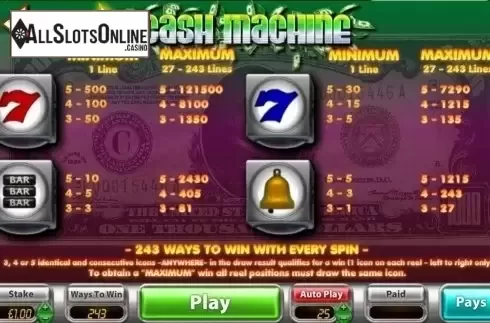 Screen2. Cash Machine (OpenBet) from OpenBet