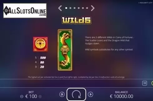 Paytable 1. Coins Of Fortune from Nolimit City