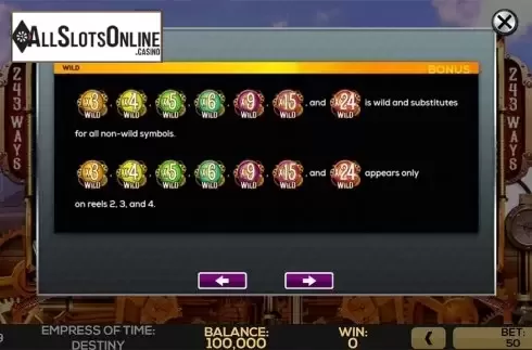 Paytable 2. Empress of Time: Destiny from High 5 Games
