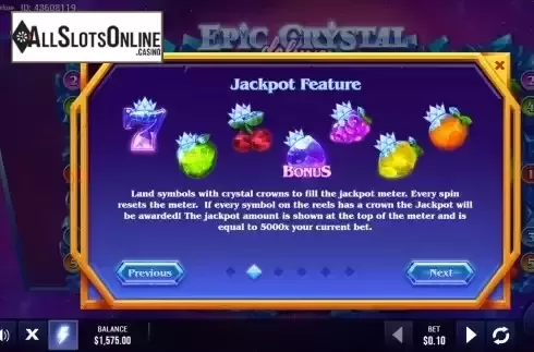 Jackpot feature screen