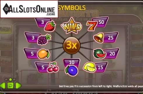 Paytable 2. Fruiterra from Booongo