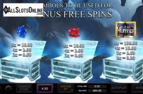 Symbols for free spins choose screen 2. Gem Hunter from Inspired Gaming