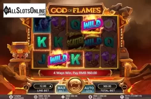 Big win screen. God of Flames from GamePlay