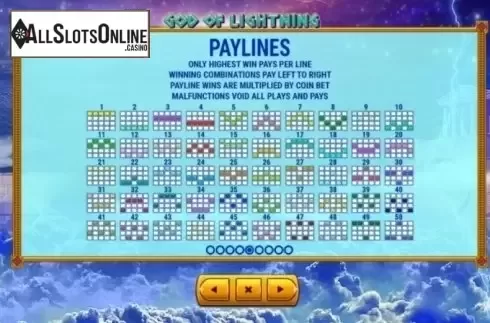 Paytable 5. God of Lightning (Skywind Group) from Skywind Group