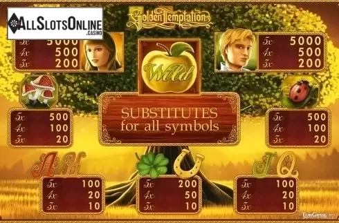Paytable 1. Golden Temptation HD from Merkur