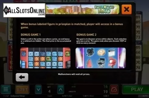 Bonus Games. Hollywood Bingo from MGA