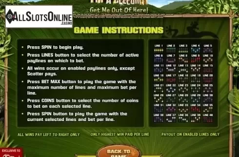 Screen4. I'm a Celebrity... Original from Microgaming