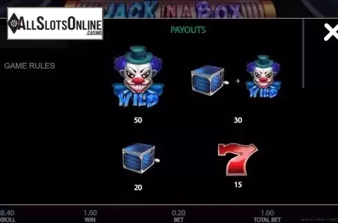 Paytable Screen 1