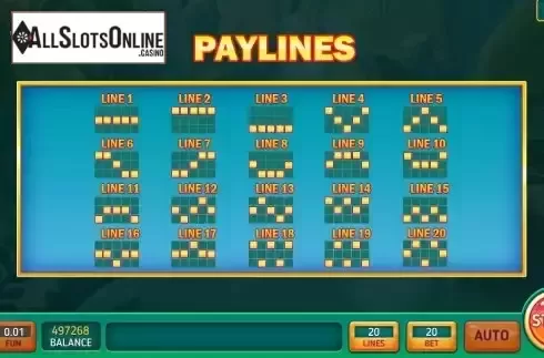 Paylines screen