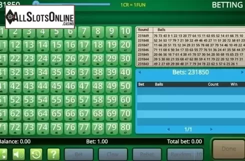 Game Screen 1. Keno Live (InBet Games) from InBet Games