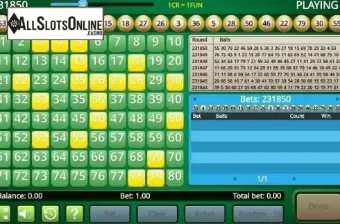 Game Screen 2. Keno Live (InBet Games) from InBet Games