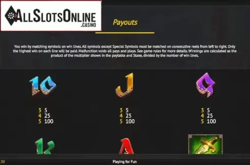 Paytable screen 1. Lamp of Aladdin from 1X2gaming
