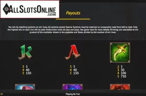 Paytable screen 2. Lamp of Aladdin from 1X2gaming