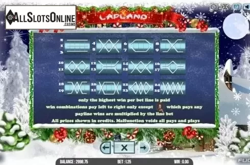 Paytable 2. Lapland from Fugaso