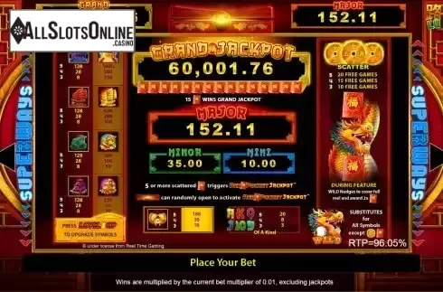 Paytable screen