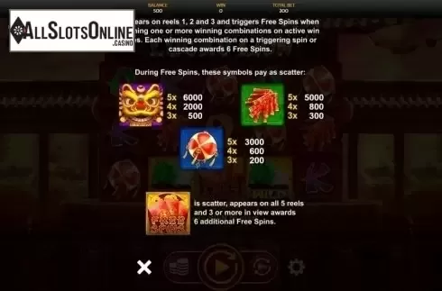 Paytable 3. Lucky Lion (OneTouch) from OneTouch