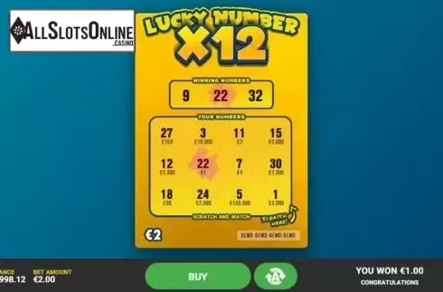 Game Screen 2. Lucky Number x12 from Hacksaw Gaming