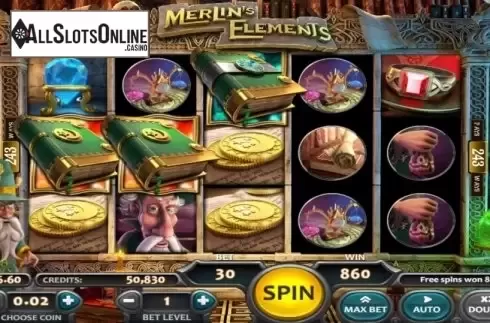 Reel Screen. Merlin's Elements from Nucleus Gaming