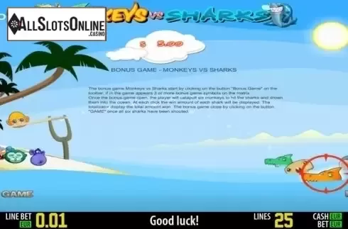 Paytable 3. Monkeys vs Sharks HD from World Match