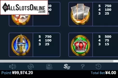 Paytable 2. Platinum (Virtual Tech) from Virtual Tech