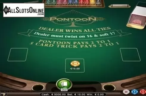 Game Screen. Pontoon Professional Series from NetEnt