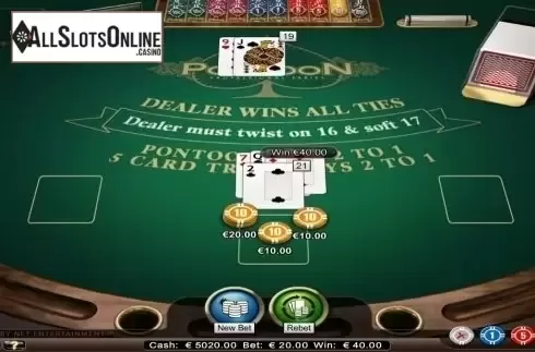 Game Screen. Pontoon Professional Series from NetEnt