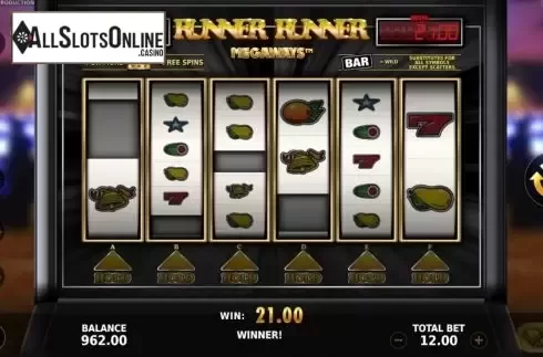 Win Screen. Runner Runner Megaways from StakeLogic