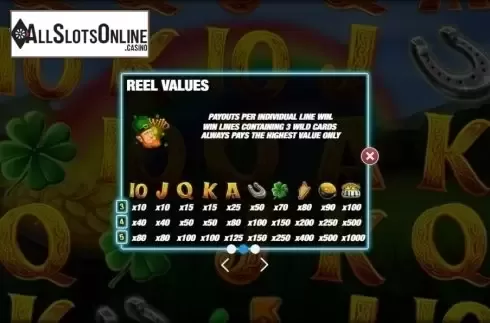 Paytable 2. Shamrock'n Roll from Nektan