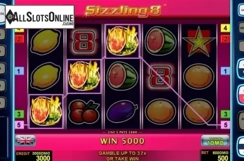 Game workflow 2. Sizzling 8 Deluxe from Novomatic