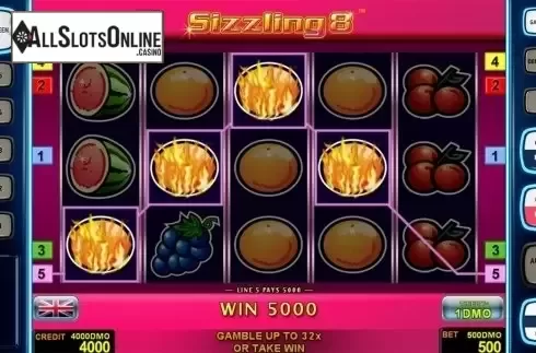 Game workflow . Sizzling 8 Deluxe from Novomatic