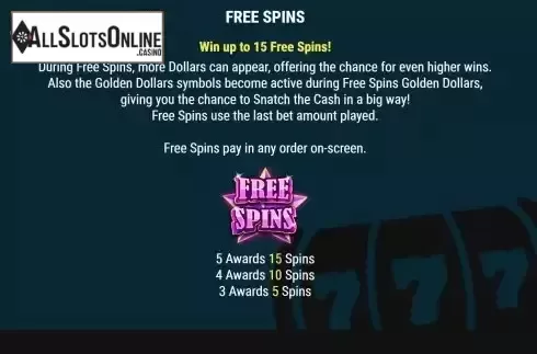 Free Spins screen