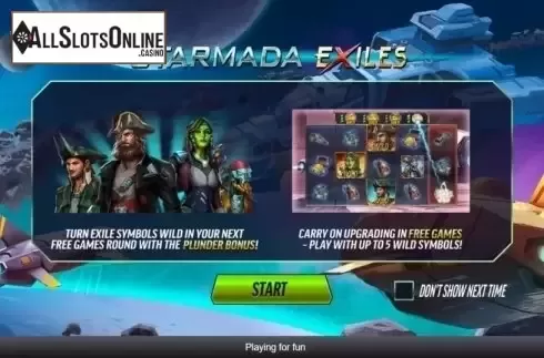 Start Screen. Starmada Exiles from Playtech