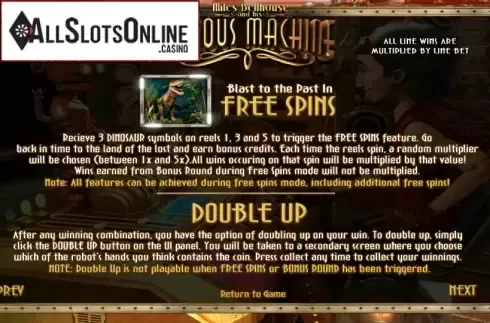 Paytable 3. The Curious Machine from Betsoft