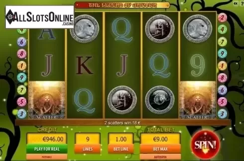 Win screen. The Legend of Unicorn from Viaden Gaming