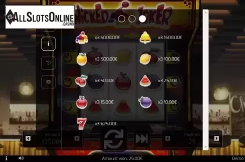 Paytable screen