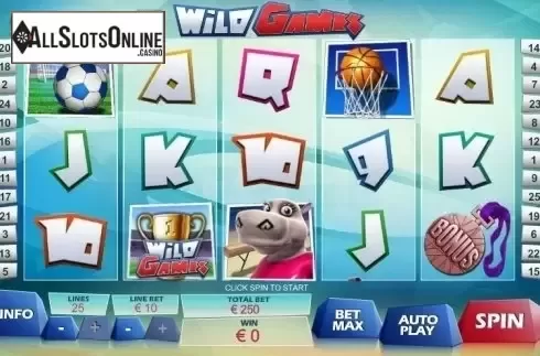 Game Workflow screen. Wild Games from Playtech