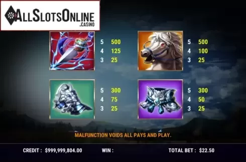 Paytable 1. Zhao Zilong from Slot Factory