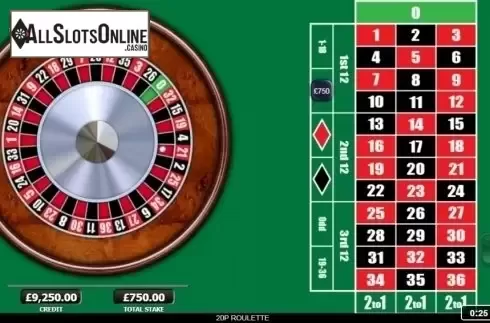 Reel screen. 20p Roulette (Inspired Gaming) from Inspired Gaming