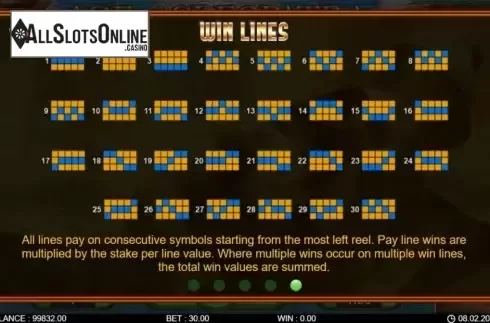 Paytable screen 2. Age of Cleopatra from 7mojos