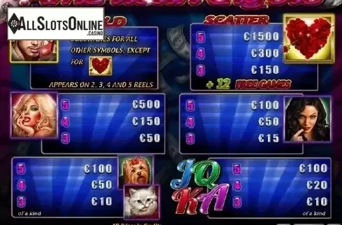 Paytable 1. American Gigolo from Casino Technology