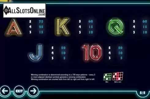 Paytable 5. Asteroids  from Pariplay