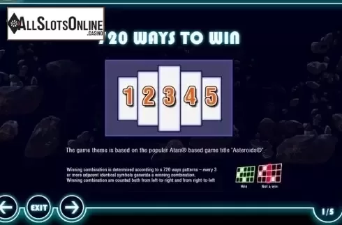 Paytable 1. Asteroids  from Pariplay