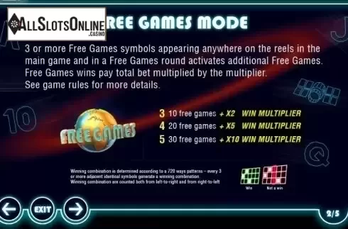 Paytable 2. Asteroids  from Pariplay