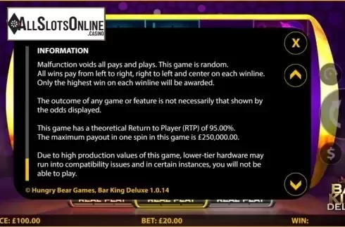 Info 2. Bar King Deluxe from HungryBear