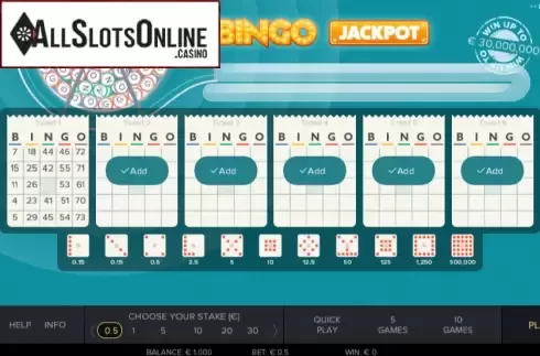 Reel screen. Bingo Jackpot from Gluck Games