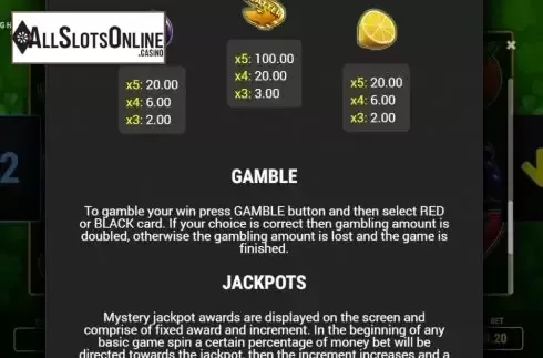 Paytable 3. Bursting Hot 5 from Fazi
