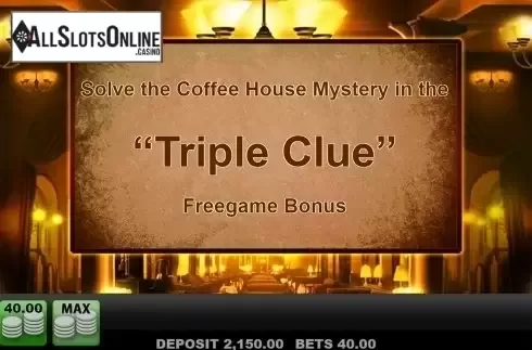 Free spins intro screen. Coffee House Mystery from Merkur