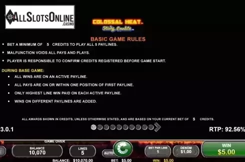 Game Feature screen
