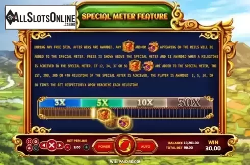 Special meter feature screen