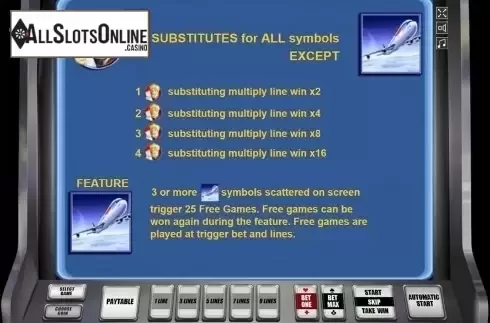 Paytable 2. First Class Traveller from Novomatic